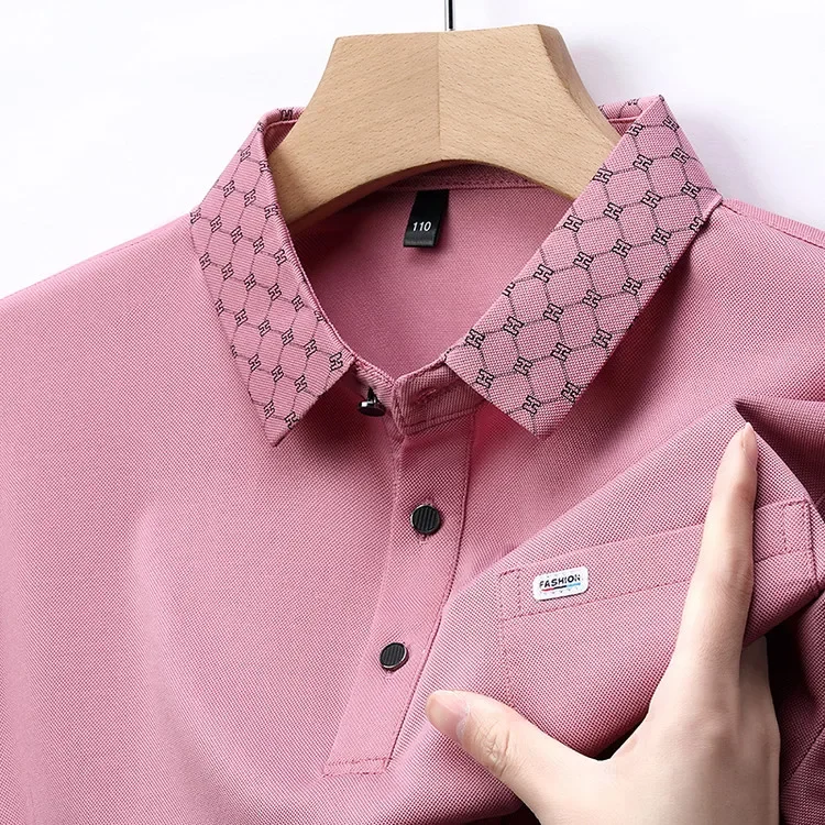 Hot Sale Summer New Trendy Casaul Short Sleeved T-shirt  Polo  Collar  Men Tee