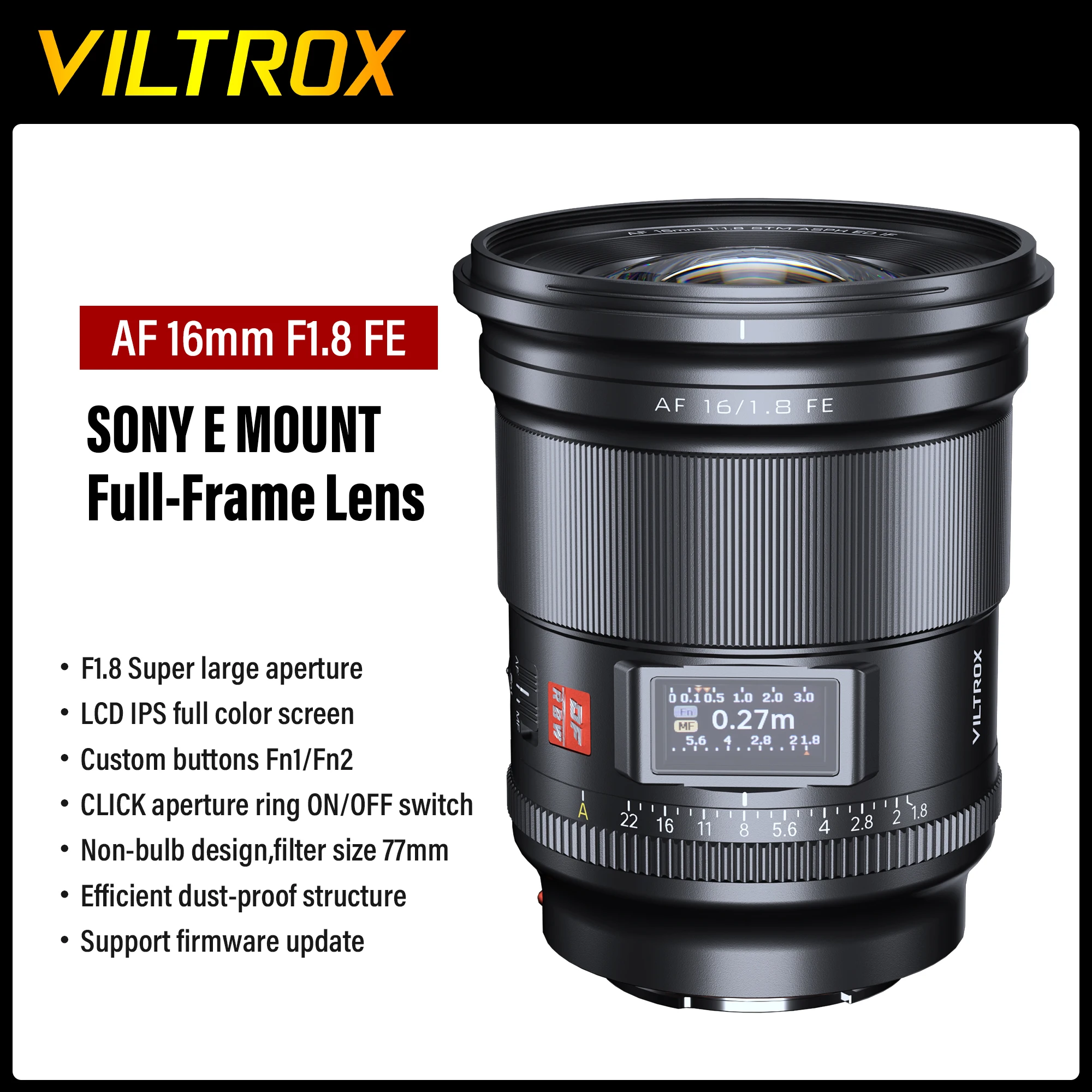 Полнокадровый объектив Viltrox AF 16 мм F1.8 со звездным небом и большой диафрагмой, ультраширокоугольный объектив для Sony FE Nikon Z mount