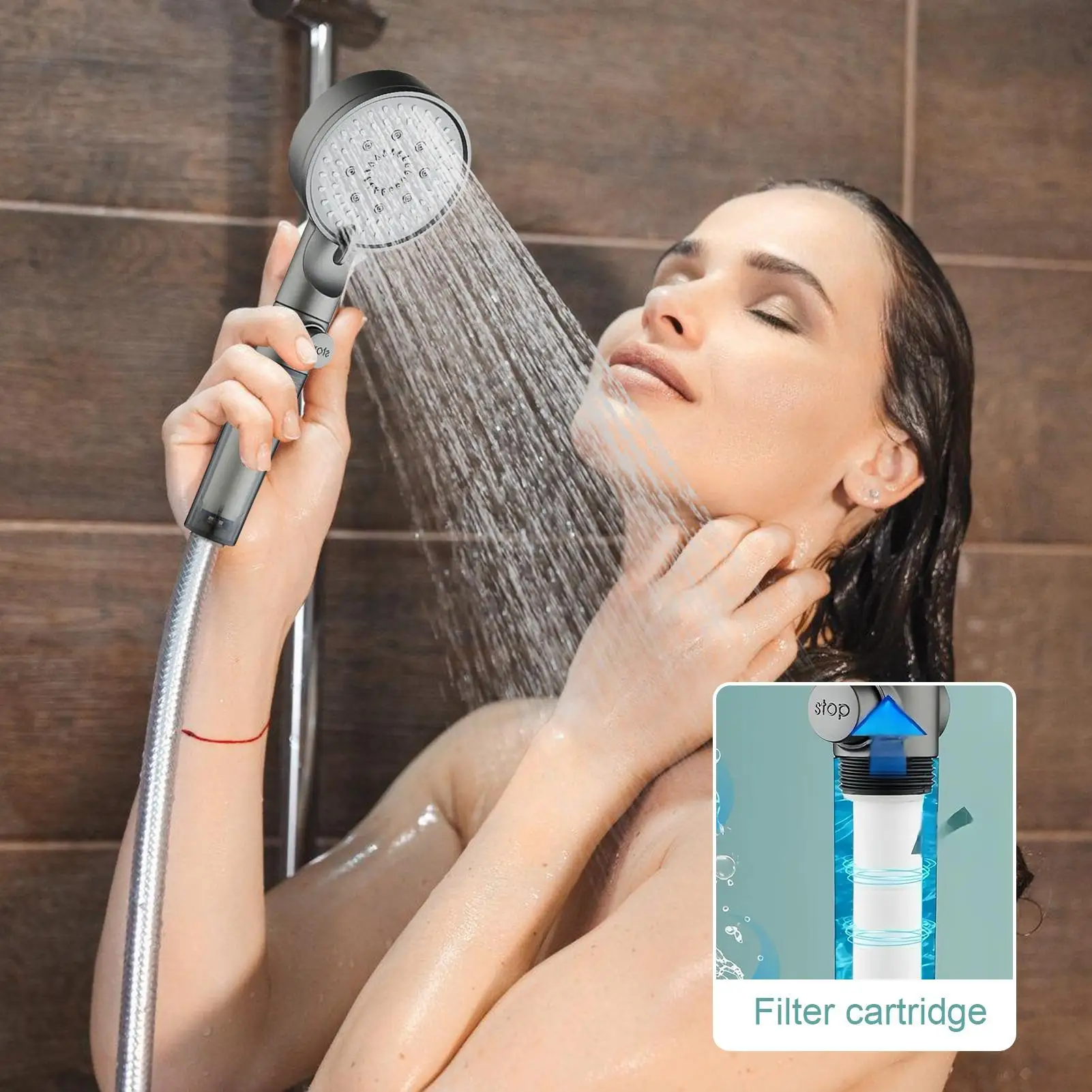 

Shower Head Rain Shower Head Filtered 5 Modes Silicone Nozzles Faucet Sprayer for Home Apartment RV Bathroom Camping Gym Outdoor