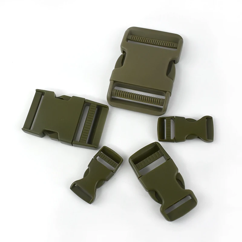 5/10pcs 20/25/37/50mm Plastic Release Buckle Bag Strap Side Cilp Hook ArmyGreen Webbing Adjustment Buckles Pet Collar Clasp