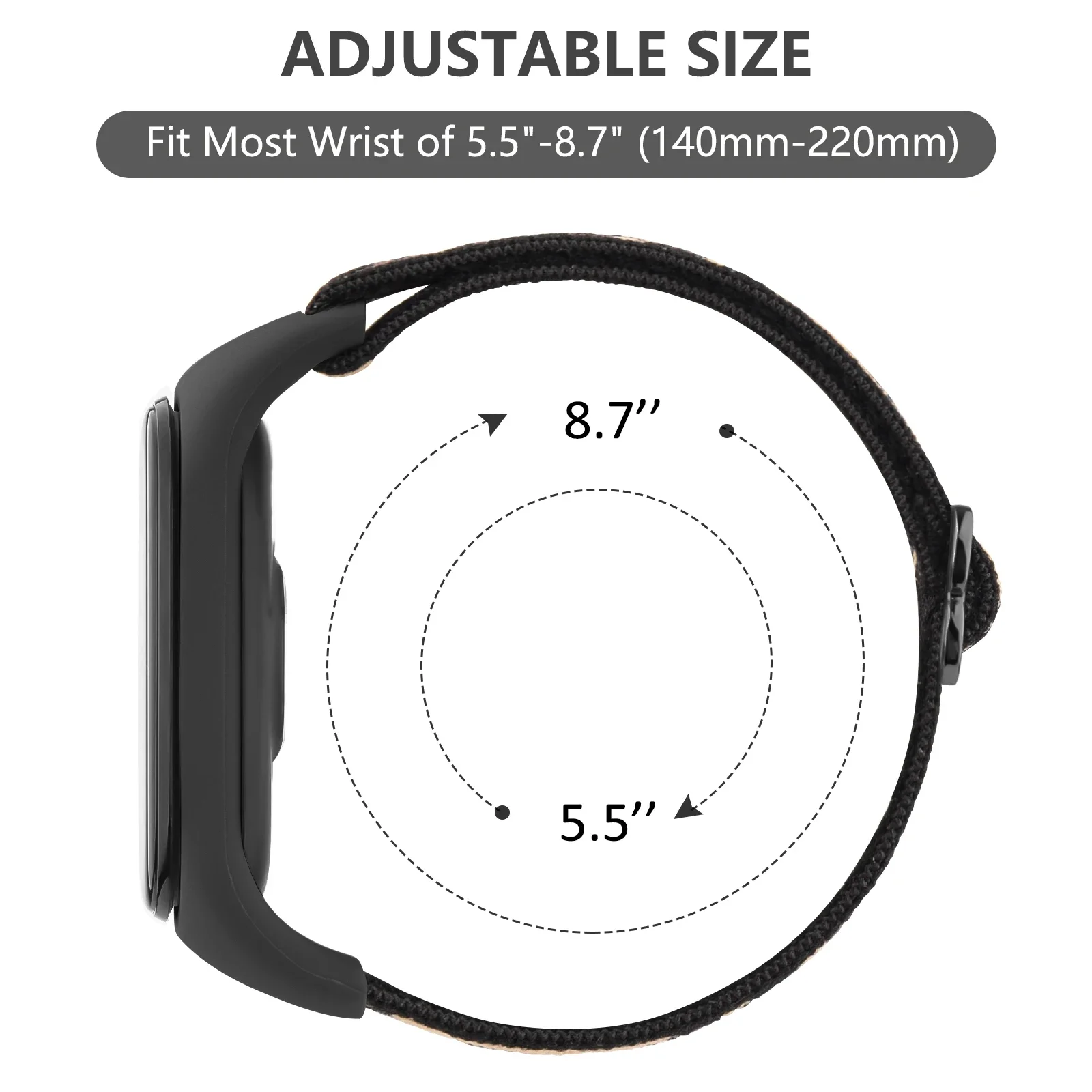 Elastic Loop Strap para Xiaomi Mi Band, pulseira, pulseira ajustável, pulseira de substituição, 6, 5, 4, 3