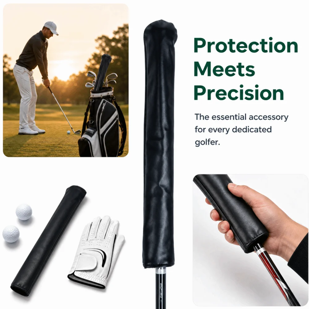 PU Golf Stick Cover Long Shape Slim Fit Alignment Rod Sleeve Logo Custom Open End Directional Stick Holder Club Storage