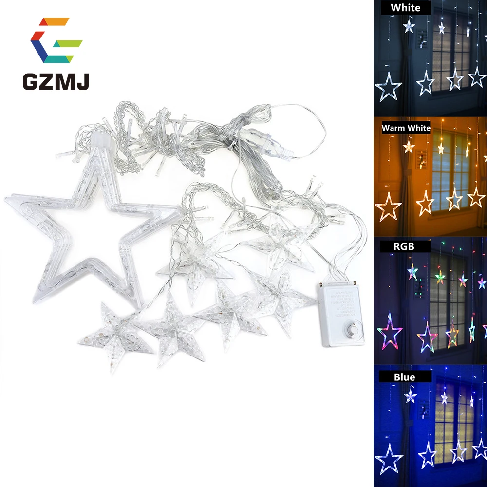 

Star Curtain Remote Control LED String 3M Outdoor String Fairy Night Lights Holiday Bedroom Home Party Christmas