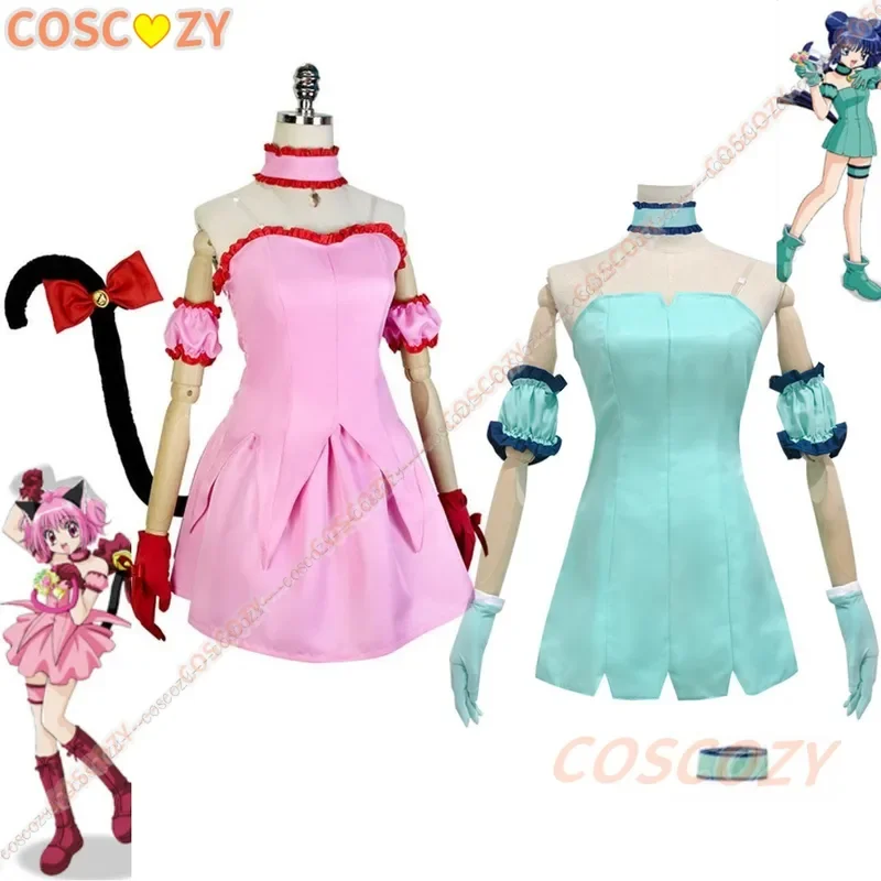 Tokyo Mew Mew Manga Minto Aiawa Cosplay Mintgroene Roze Jurk Momomiya Ichigo Cosplay Kostuum Mint Aigawa Outfit Anime Cosplay