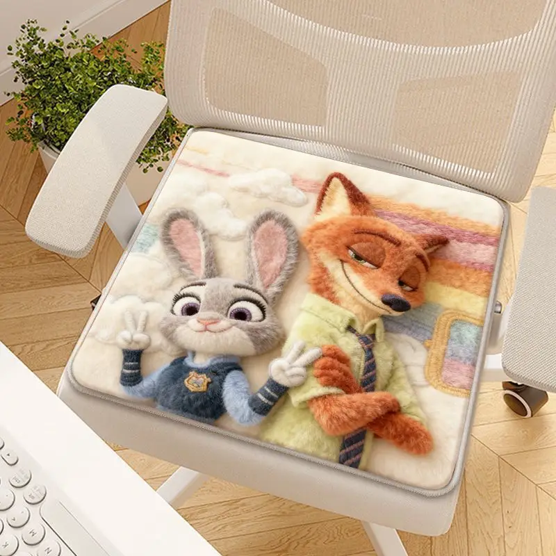 Zootopia Judy Nick Printed Chair Cushion Cartoon Cute Anime Imitation Cashmere Warm and Comfortable Gift for Friends kawaii