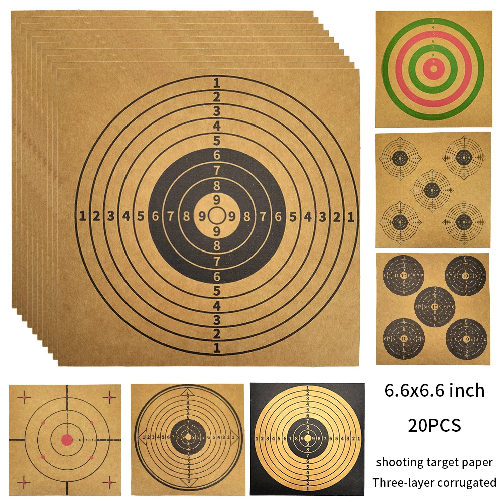 20 Pcs 6.6 Inch Shooting Target Paper 3 Layer Kraft Corrugated Cardboard for Plastic Lead Pellet BB Gun Multi-Purpose Practice