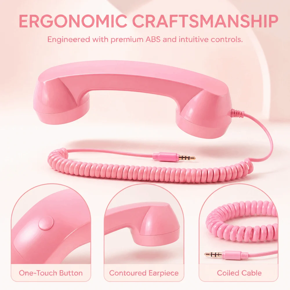 Retro ABS Retro Telephone Handset 3.5 Mm Handheld Design Vintage Phone Handset Cell Phone Receiver Computers