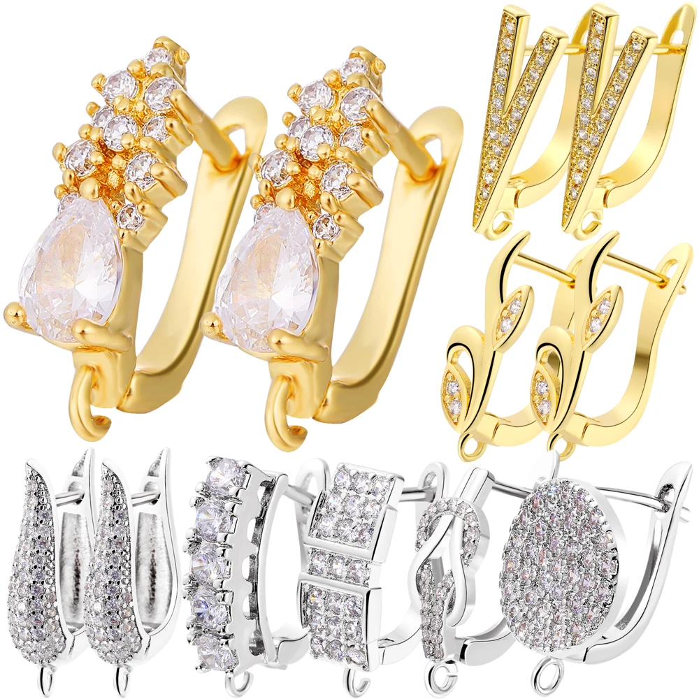 

Juya 2 4Pcs/Lot 18K Gold Plated Handmade Women's Earring Stiches Fastener Ear Wire Earring Hooks Shvenzy Accessories Supplies