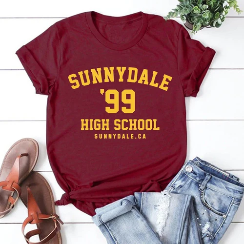 Sunnydale 99, camisetas Unisex para estudiantes de secundaria, camiseta gráfica de moda de verano Sunnydale, camiseta informal Harajuku para mujer, Tops informales