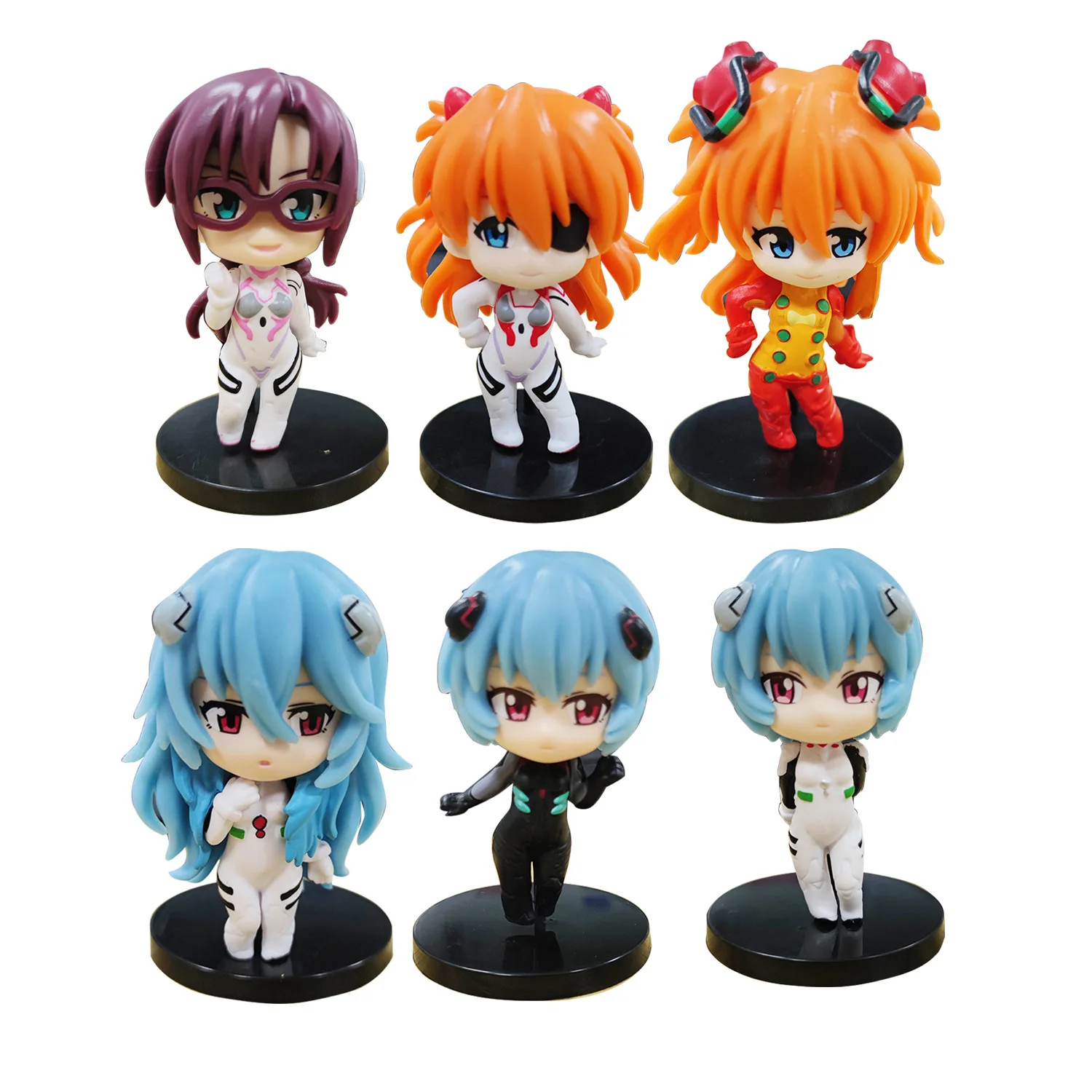 1Pcs Random Style 10CM 2023 Anime NEON GENESIS EVANGELION EVA Asuka Ayanami Rei Q version Kawaii Figure PVC Model Toys Doll Gift