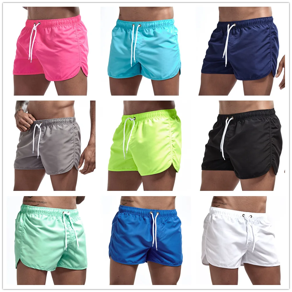 Men's Swim Trunks Quick Dry Board Shorts for Men Swimming Surfing Beach Water Sports Summer Swim Shorts 14 Colors S~3XL Male