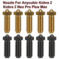 5pcs High Flow Hardened Steel Nozzles For Anycubic Kobra 2 Brass Volcano Nozzle For Kobra 2 Neo Pro Plus Max 3D Printer Parts