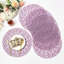 4pcs 15'' Round Placemats for Dining Table Paper Placemats Non-Slip Woven Heat Resistant Place Mats Decor for Christmas Wedding