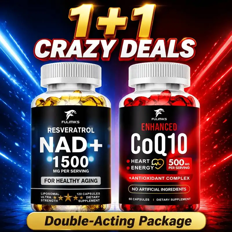 Liposomal NAD+ & CoQ10 Supplement Capsules, Herbal Complex, with Resveratrol, Citrus Bergamot, Grape Seed, Support Heart Function & Cardiovascular Health, Antioxidant Defense, for Healthy Aging, Package May Vary