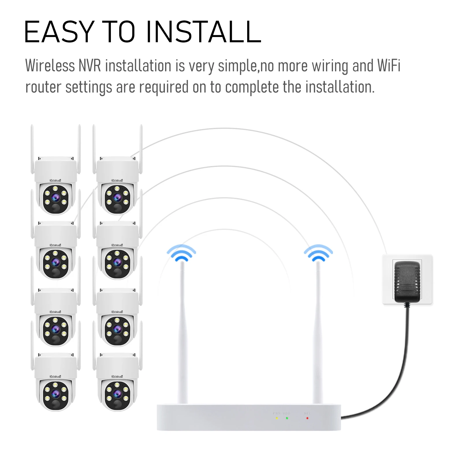 JideTech 4MP 8H نظام كاميرا PTZ لاسلكي صغير يعمل بالطاقة الشمسية في الهواء الطلق مع 2 قطعة بطارية 9000 مللي أمبير كاميرا PIR 3 واط لوحة طاقة شمسية #5