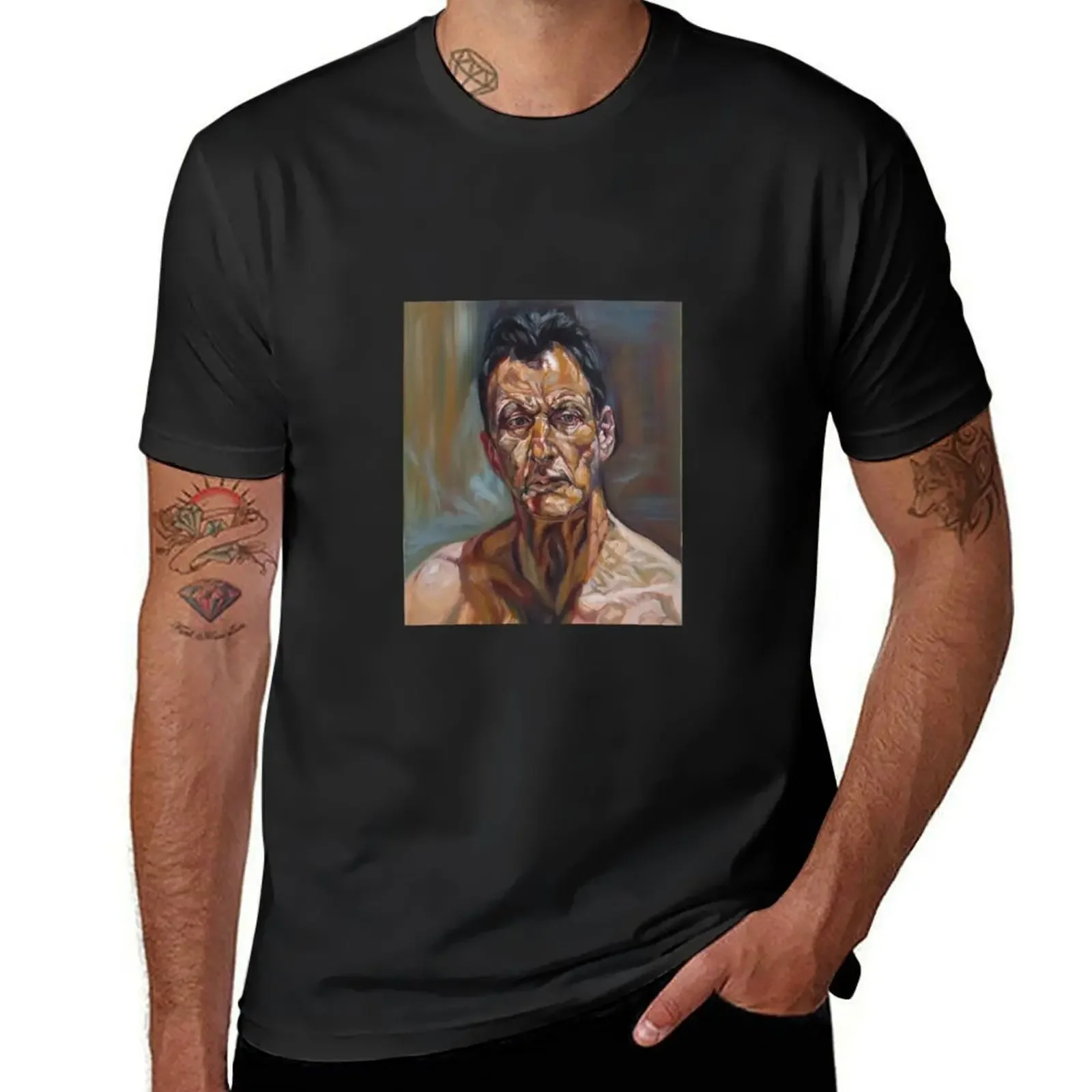 self-portrait after Lucian freud T-Shirt summer tops vintage anime clothes clothes for men