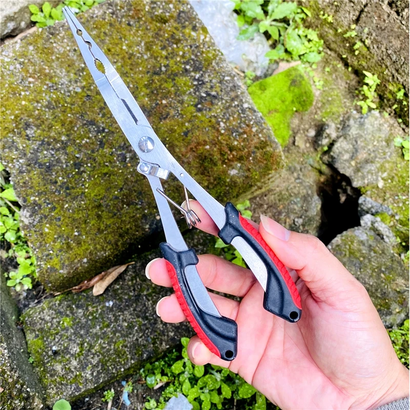 Multi-functional Fishing Pliers With Rope And Storage Bag 22cm Straight Handle Long-nose Fishing Line Scissors Fishing Tools