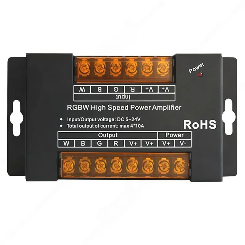 B23B New RGBW 4 Channel DC 12V 40A High-Speed Power Amplifier PWM Controller Constant Voltage Dimming Signal Extender Rep