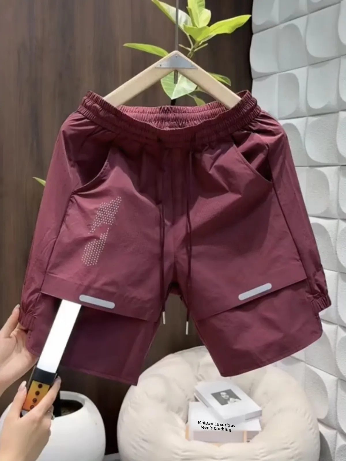 

Summer Thin Ice Silk Me Qui Dry Casual orts Men Outdoor Versatile Loose Breathable Sports Five Beach Pants