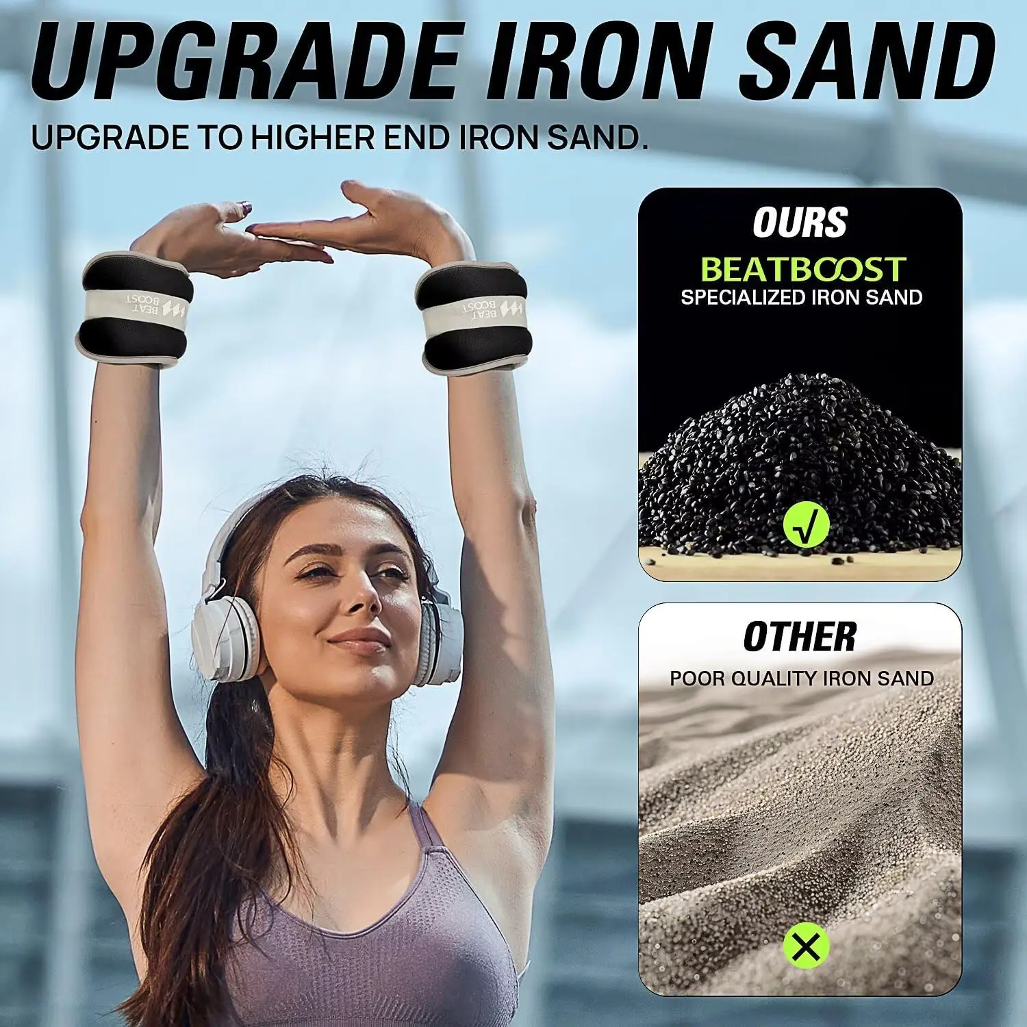 2 stücke 0,25/0,5/0,75/1/2 kg Handgelenk Knöchel Sandsäcke Tragbare Fitness Training Gewicht Sandsack für Yoga Tanzen Laufen Körper Gestaltung – Detail 2