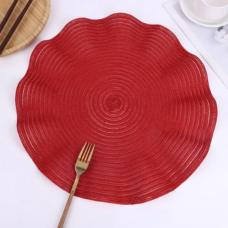 Round Placemats Set of 6 Woven, Braided Placemat for Home Dining Tables, Kitchen Table Mats, Washable, 15 in