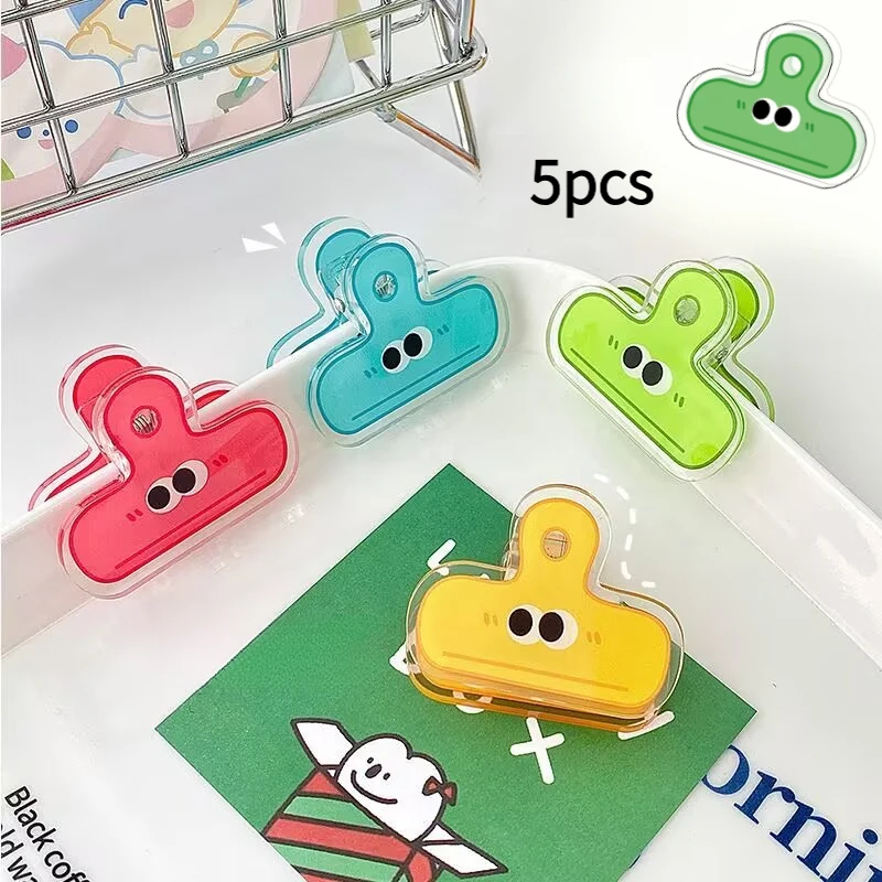 5-Piece Set of Acrylic Clips with Quirky Facial Expressions, cartoon Eyes, Cute Office Account Holders, Simple and Transparent