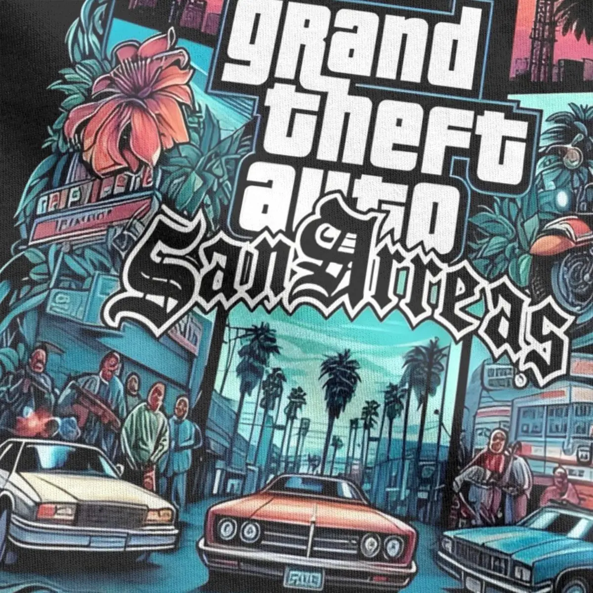 เสื้อยืดผู้ชาย Grand thefts GTA เสื้อยืดคอกลมแขนสั้นผ้าฝ้าย100% เกมน่ากลัวเสื้อยืด GTA5ใหม่