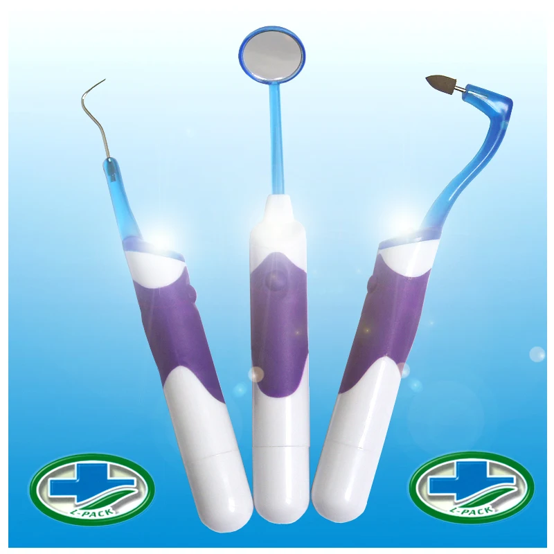 

Lit-Pack (manufacturer) Super Bright LED Lighted Dental Mirror Plaque Remover Dental Pick Stain Eraser Professional Dental Kit