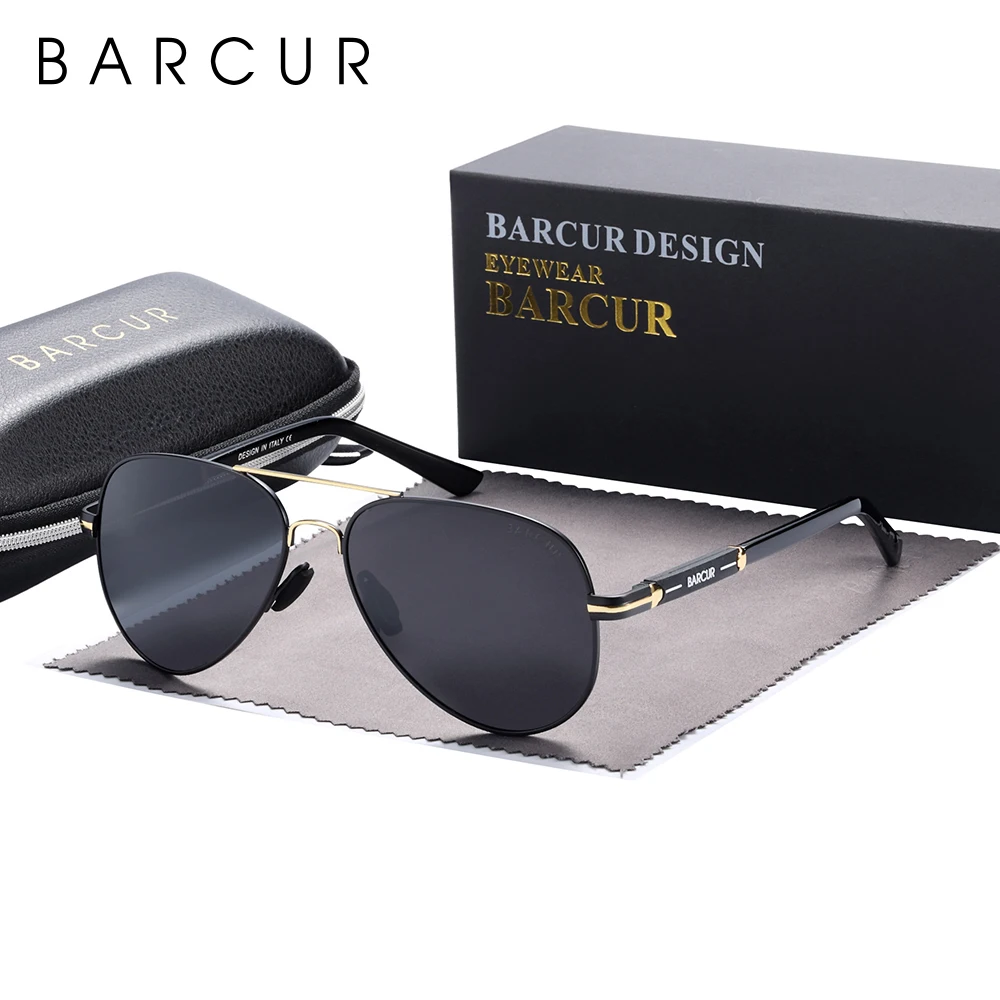 Barcur Männer Sonnenbrille Pilot polarisierte Sonnenbrille männliche Frauen Zubehör fahren oculos gafas de sol – Detail 7