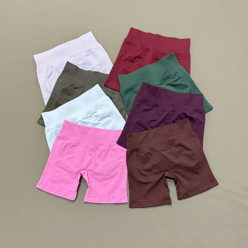 HISTELLO Low Waist Gym Shorts Women Solid Color Soft Stretchy Butt Lifting Fitness Workout Running Jogging Sports Yoga Shorts