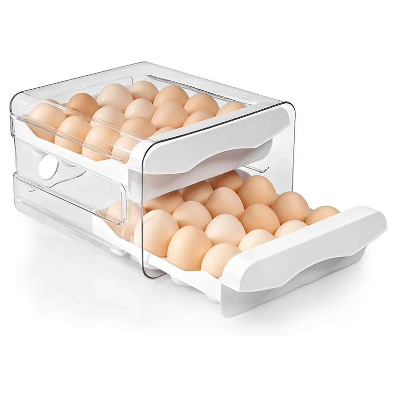 LNHF Egg Holder For Fridge, 32 Grid/2 Layer Design, Egg Storage Container For Refrigerator, Kitchen Countertop Space