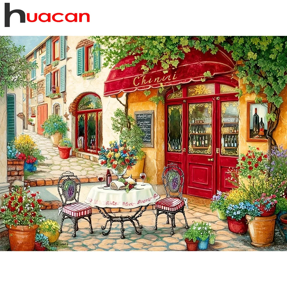 Huacan Vollquadratische und Runde Diamant-Malerei Stadtstraßen-Landschaft Diamant-Mosaik Kunstgeschenk