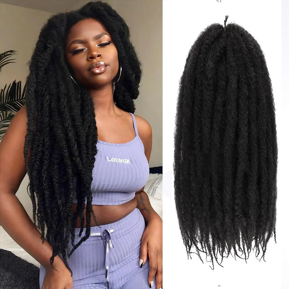 Marley Hair Crochet Braids 24 Inch Afro Kinky Marley Braiding Hair Synthetic Curly Twist Long Springy Afro Twist Hair Extensions