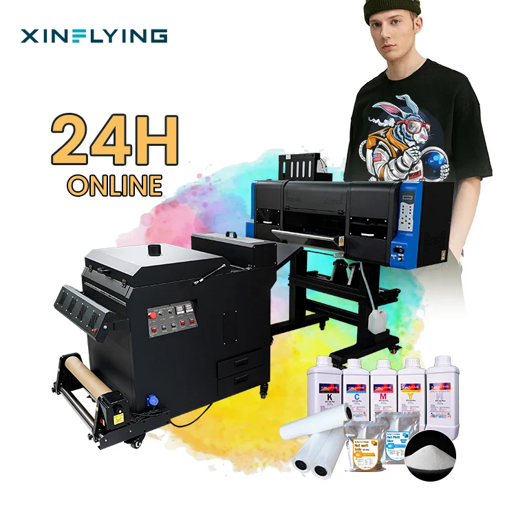 XinFlying 24h technical service high quality dtf printer a1 for cotton textile printing 60cm CMYK+W 5-color print machine 110V