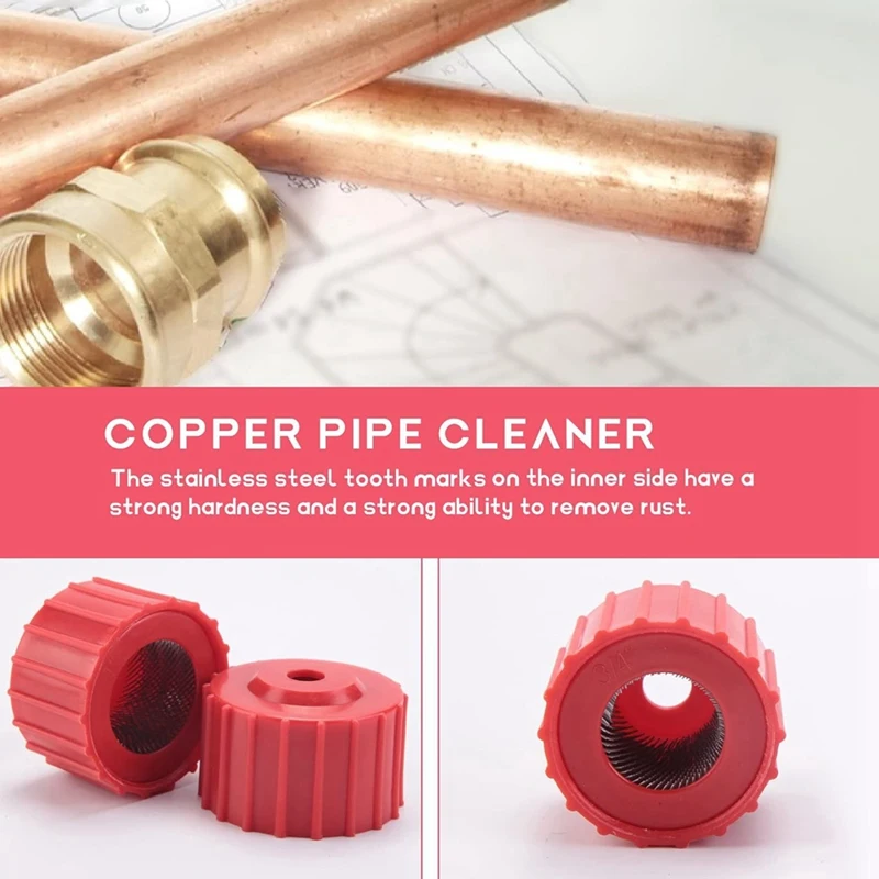 3Pcs Copper Pipe Cleaner Set 1/2 Inch, 3/4 Inch And 1 Inch Copper Tube Brush Plumbing Cleaning Brush Easy To Use