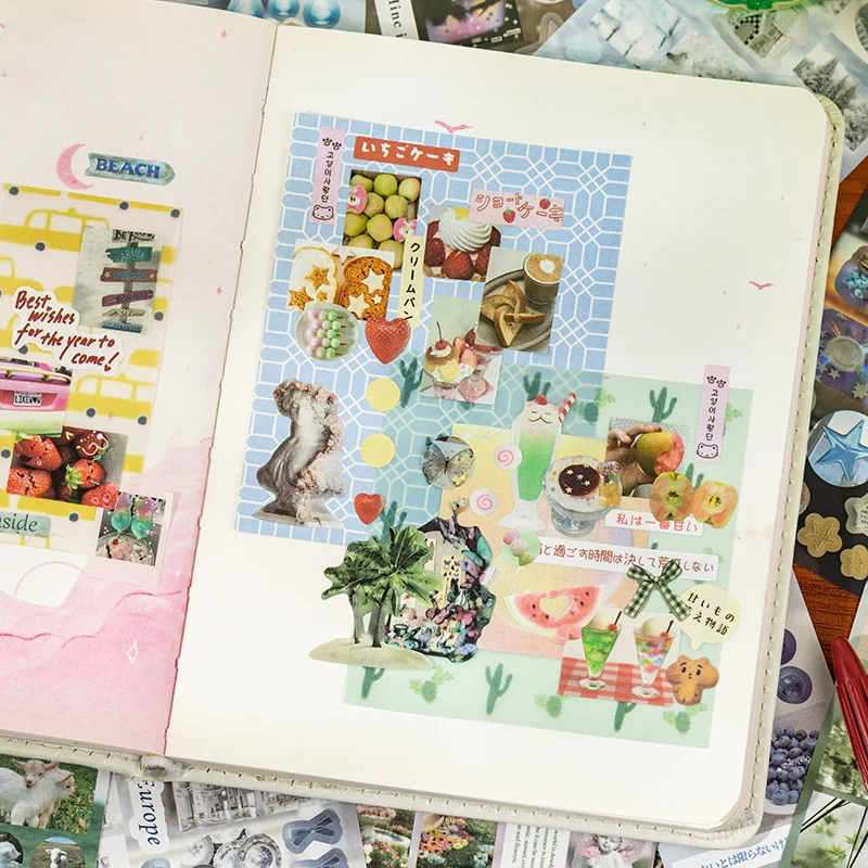 20 szt. Wycinane naklejki w książce, retro kreskówki, dekoracyjne, ręcznie robione materiały do scrapbookingu, naklejki do pamiętnika, japońskie naklejki papiernicze.