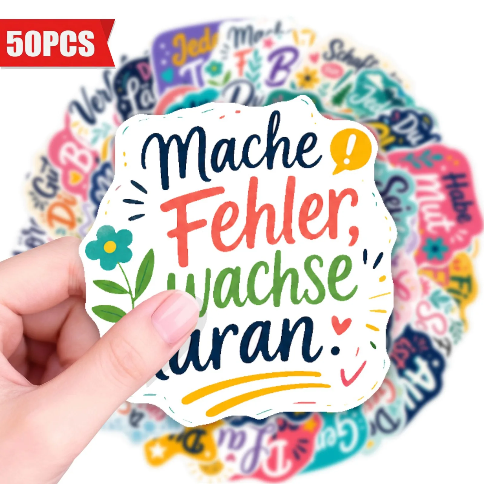 10/50PCS German Topic Tag Stickers Short Sentences Of Inspirational Slogans Graffiti Decoration Notebook Suitcase Phone Guitar
