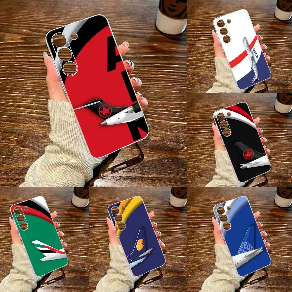 Airplane Pattern Phone Case For Samsung GalaxyA13,21s,21,22,31,32,41,52,53,71,72,73 Transparent Cover BNM