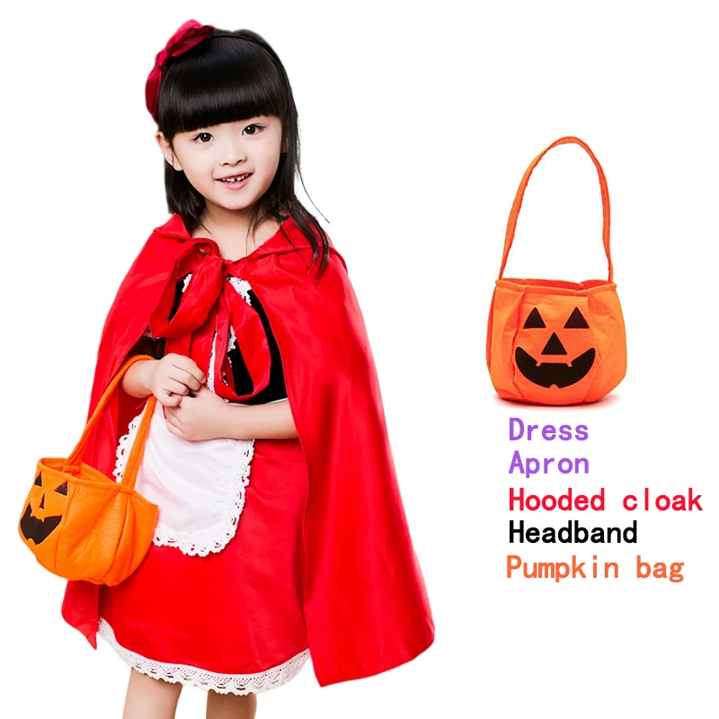 Halloween Costume for Kids Girls Cosplay Red Hood Vampire Fancy Dress Children Carnival Party Cape Dresses With Wing Clothes 12T