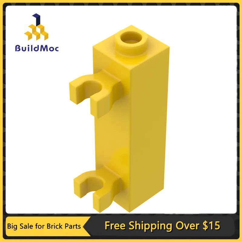 

10Pcs MOC Parts 60583 Brick Special 1 x 1 x 3 with 2 Clips Vertical Compatible Bricks DIY Building Blocks Particle Kid Brain Toy