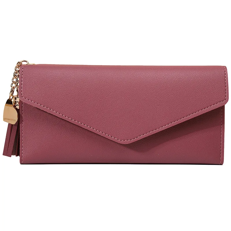 Cartera de cuero sintético con cremallera para mujer, Cartera de mano de sección larga, suave, color negro, blanco, gris y rojo, 2022