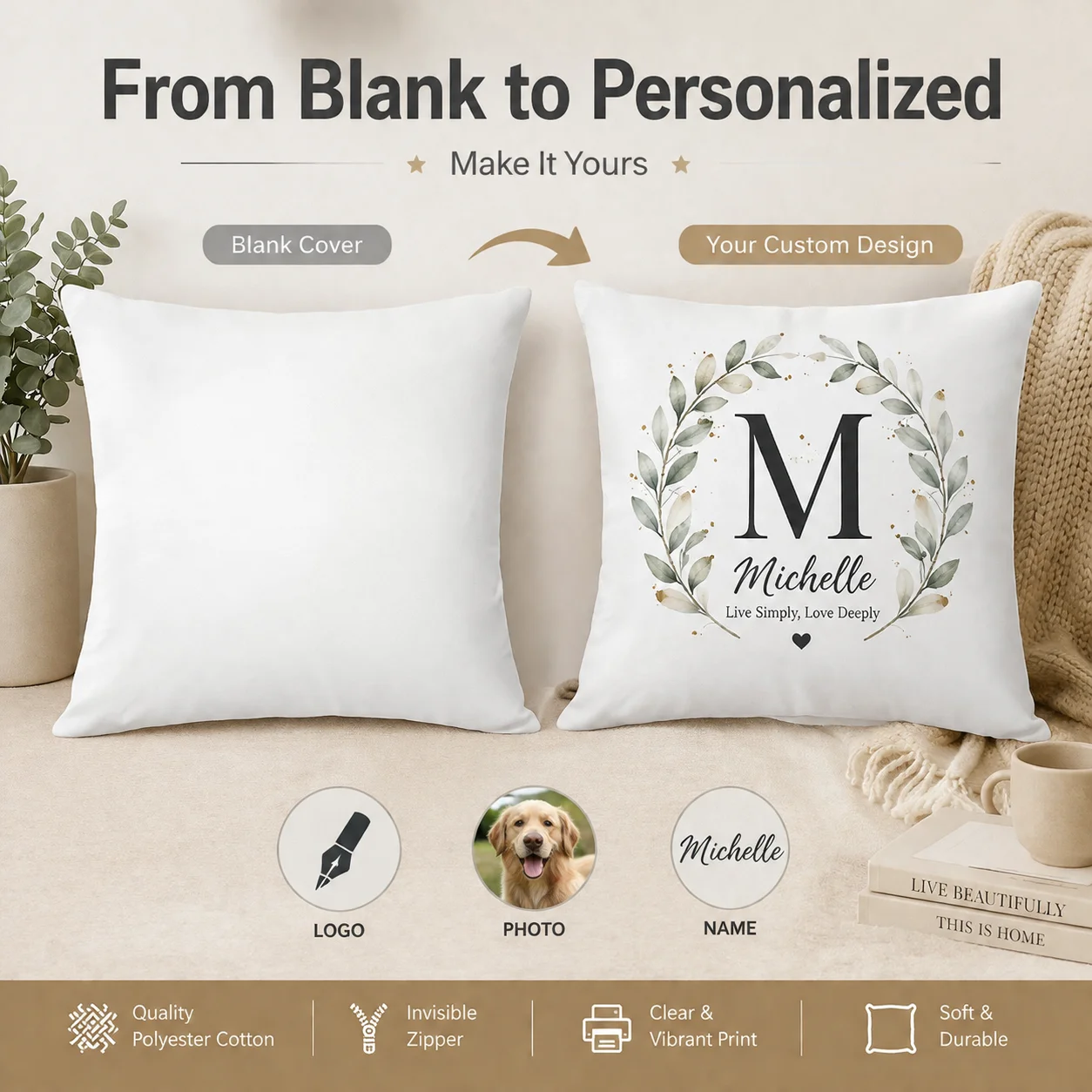 Personalized Photo Pillow With Insert Custom Cushion Couple Gift Pet Memorial Pillow Home Decoration Soft Throw Pillow