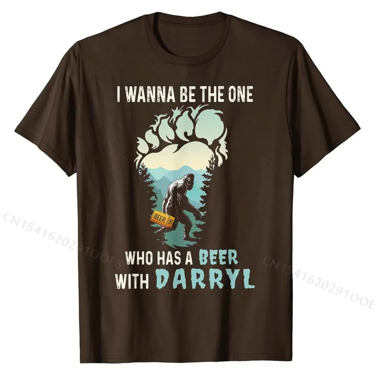 I Wanna Be The One Who Has A Beer With Darryl Funny Bigfoot T-Shirt Normal Cotton Men Tops Shirts Geek Prevailing Top T-shirts