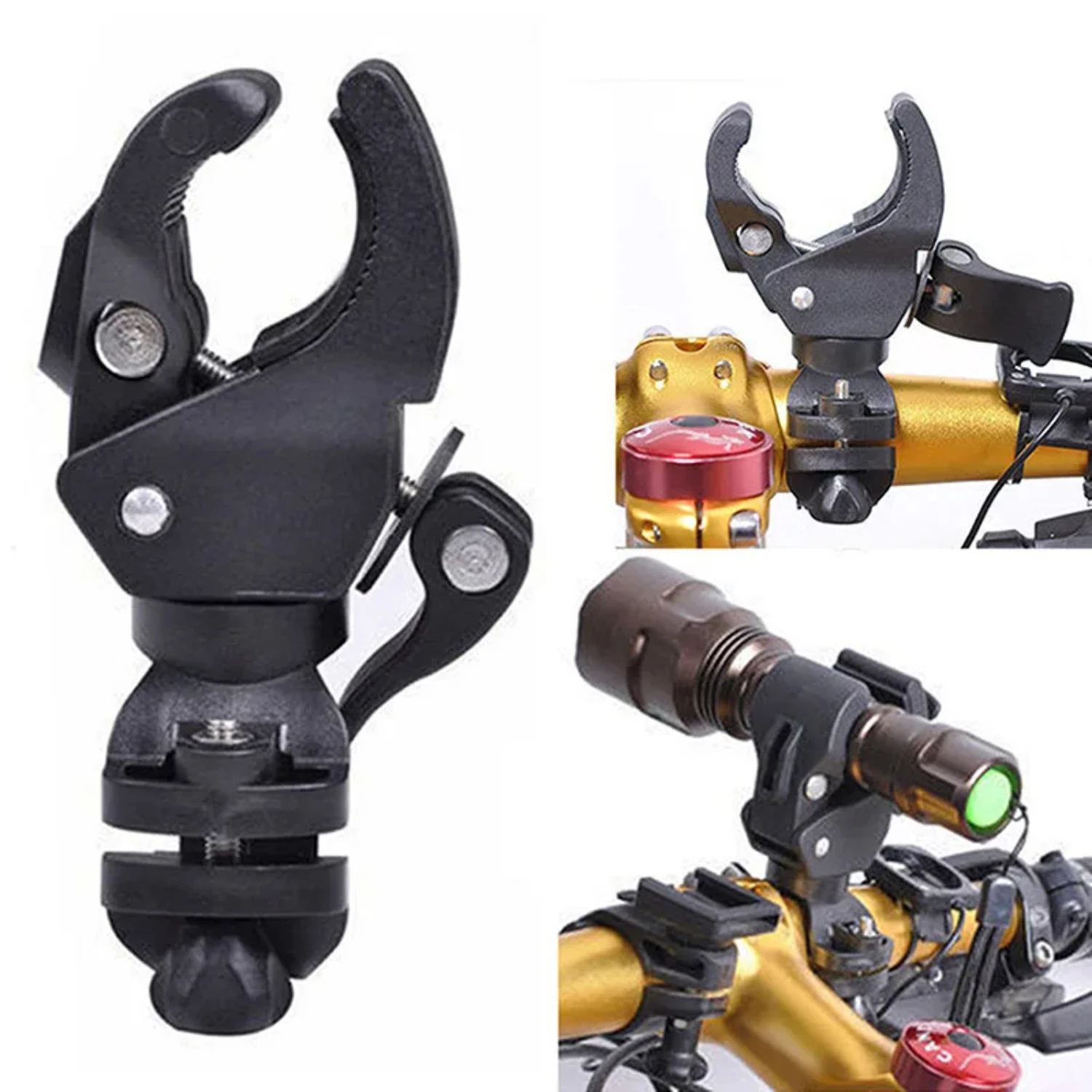 Bicycle  90-degree Rotating Handlebar Mount  Flashlight Holder Front Light Clip Clamp Lantern  Bicycle Accessories