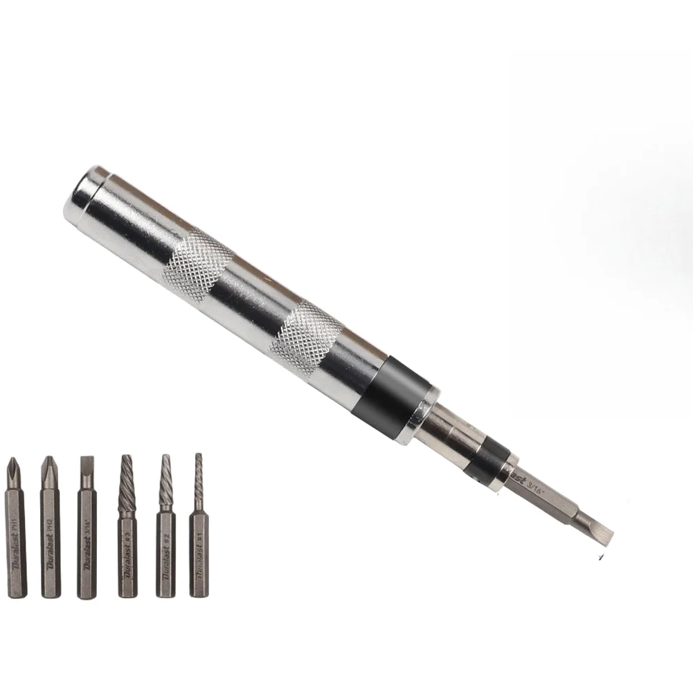 FOR IMPACT 6 in 1 Screwdriver with 1/4 Drive Bit Kit for Rusted Seized Fasteners Compact 20.5 x 10 x 2.1 cm Design