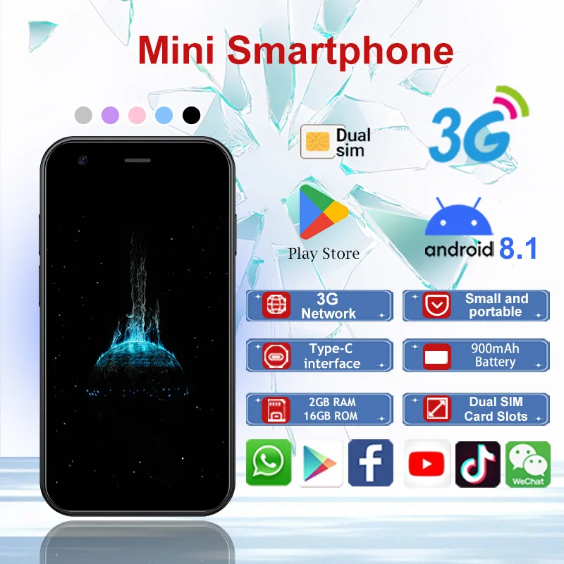 SOYES XS15 Ultra Mini Android Phone: 3.0-inch Palm Screen | Android 8.1+Play Store | Dual SIM 3G+WiFi | 2+16GB | Pocket Walkable