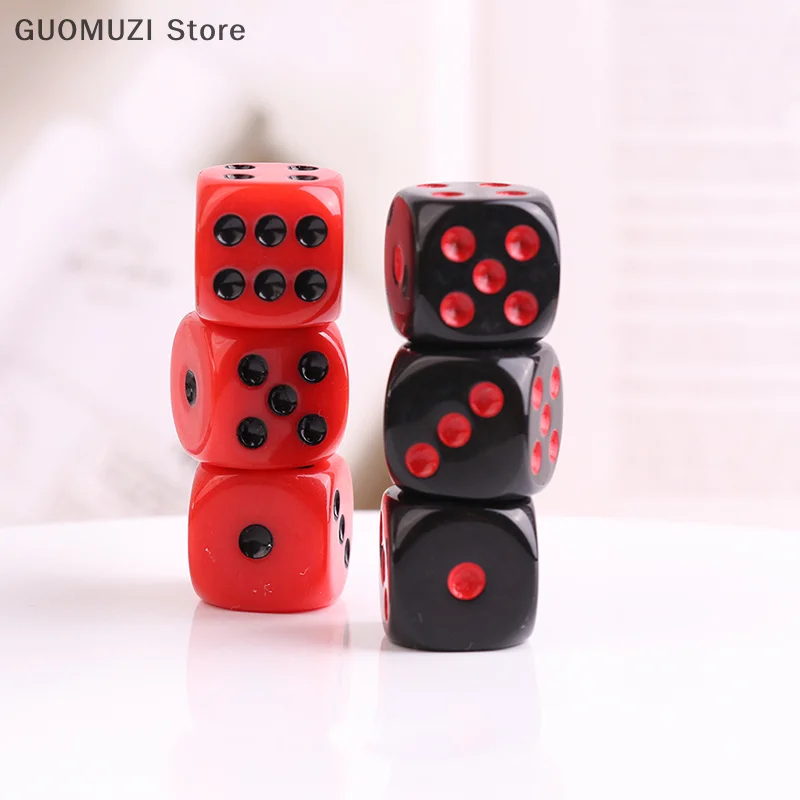 10Pcs High Quality 16mm Red Black Six Sided Spot D6 Playing Games Dice Set Opaque Dice For Bar Pub Club Party Board Game