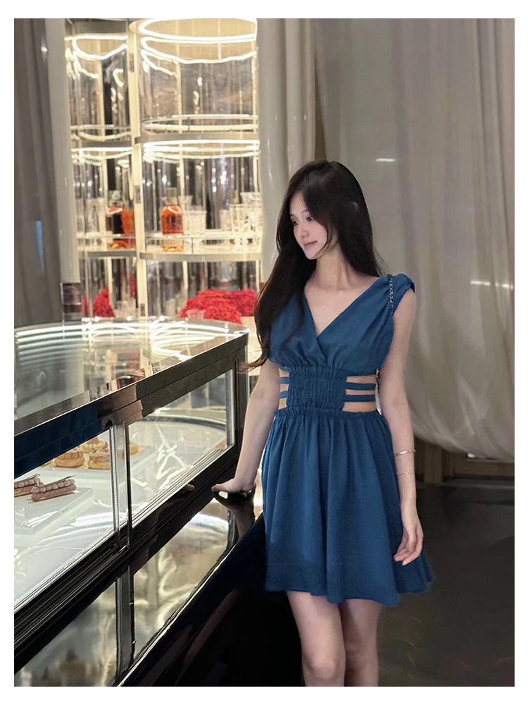 

FUFU Сексуальная юбка А-силуэта с вырезами, V-образным вырезом, утягивающая талию, для весны и лета, с высокой талией, для повседневной носки