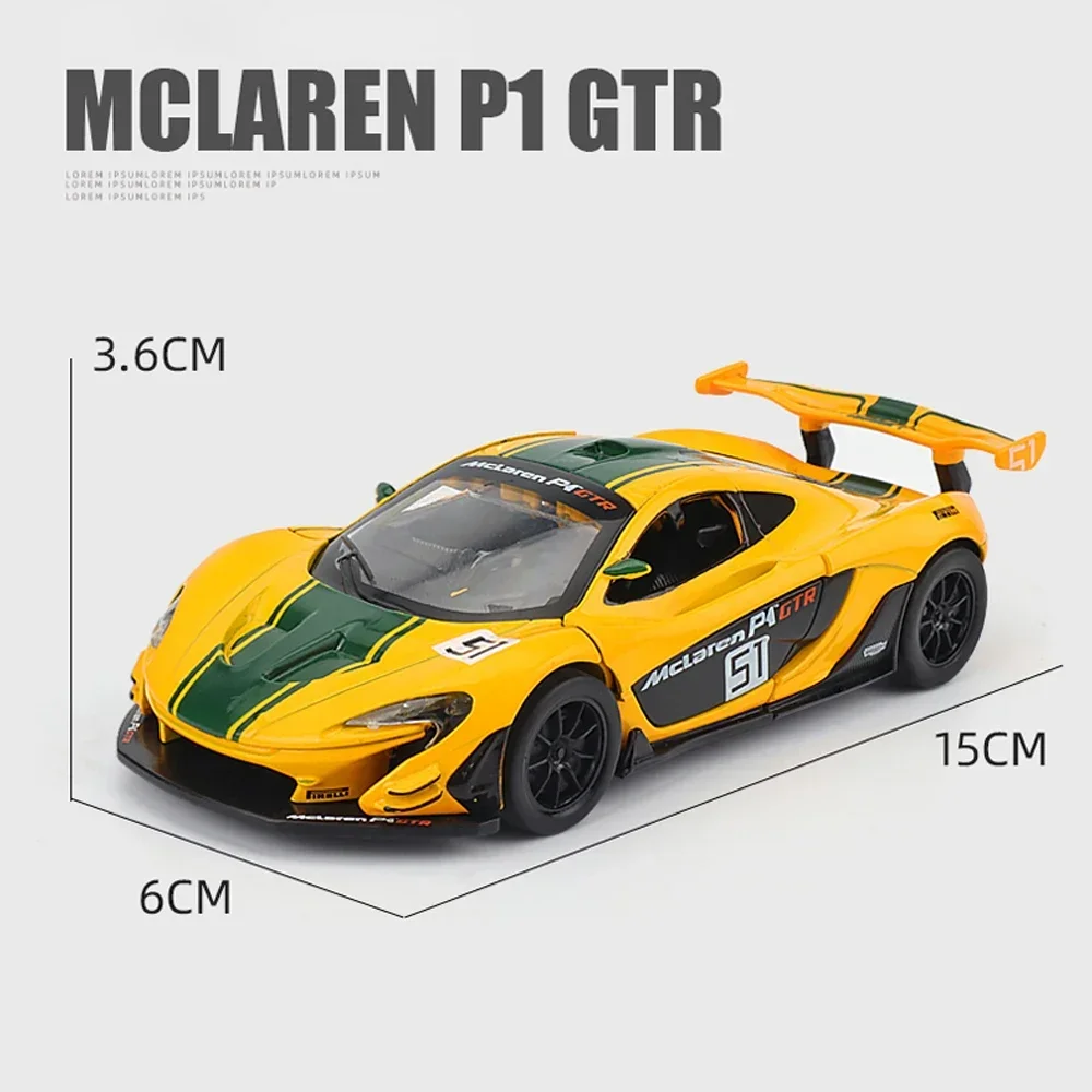 Scale 1/32 McLaren P1 GTR Supercar Metal Diecast Alloy Toys Cars Model For Boys Children Kids Gift Vehicles Hobbies Collection