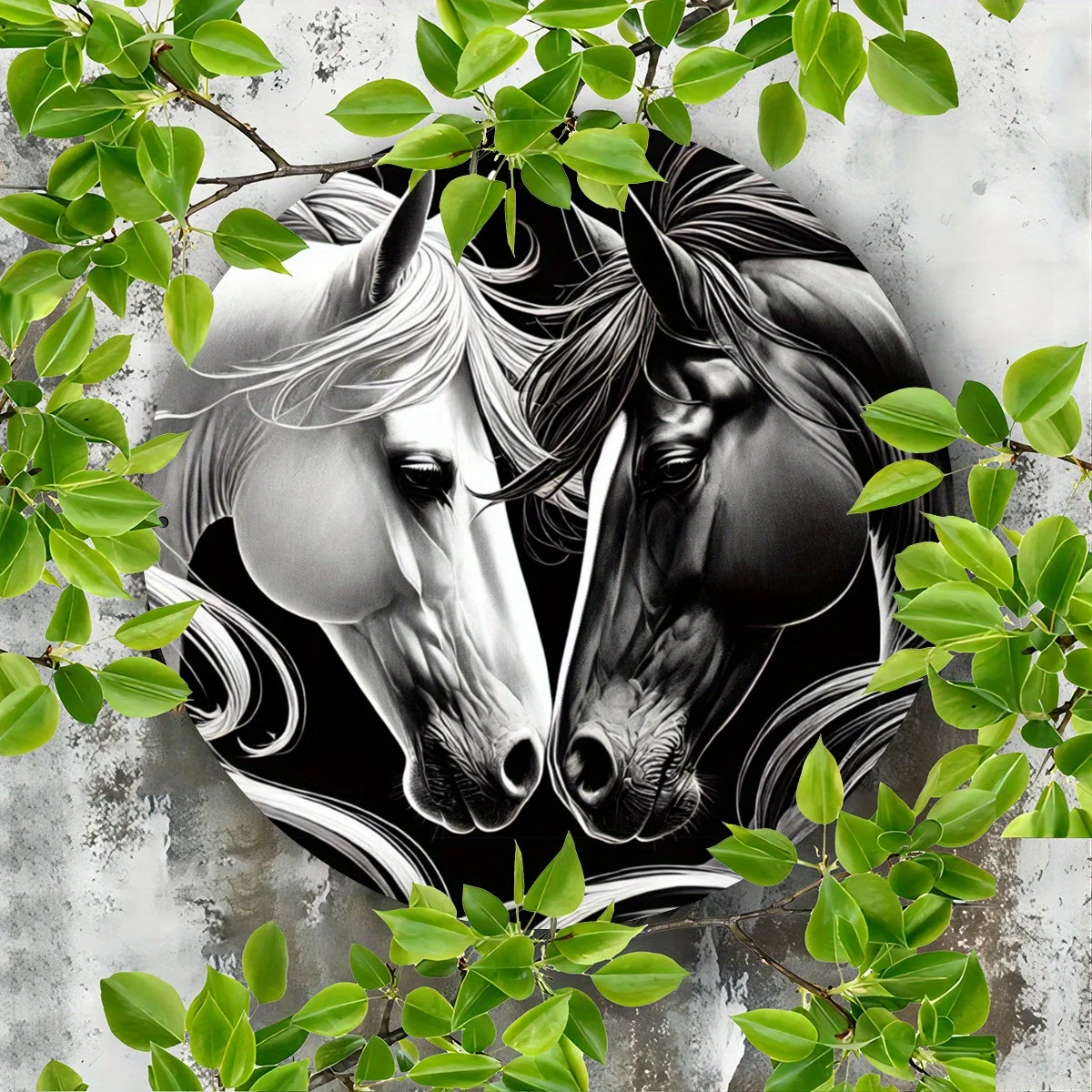 لوحة فنية جدارية أنيقة باللونين الأبيض والأسود على شكل حصان، مقاس 7.87 × 7.87 بوصة - ألومنيوم متين، مقاوم للماء والغبار، مثالية للمنزل والبار والمقهى #4